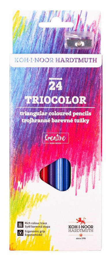 

Набор цветных карандашей KOH-I-NOOR Triocolor 3134, трехгранные, 24 шт., заточенные (3134024011KS), 3134