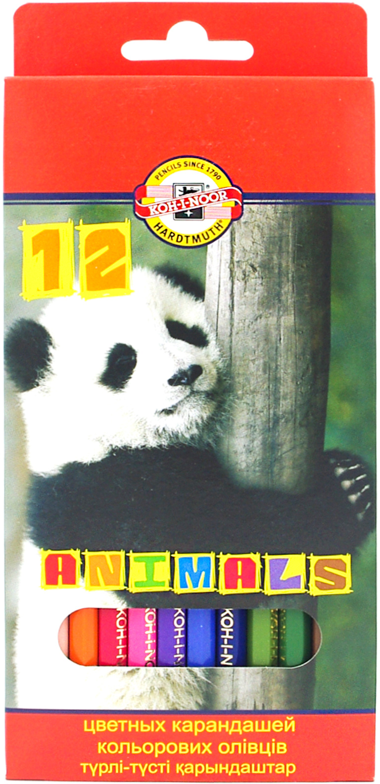 

Набор цветных карандашей KOH-I-NOOR Животные 3552, 12шт., заточенные (3552012008KSRV), 3552