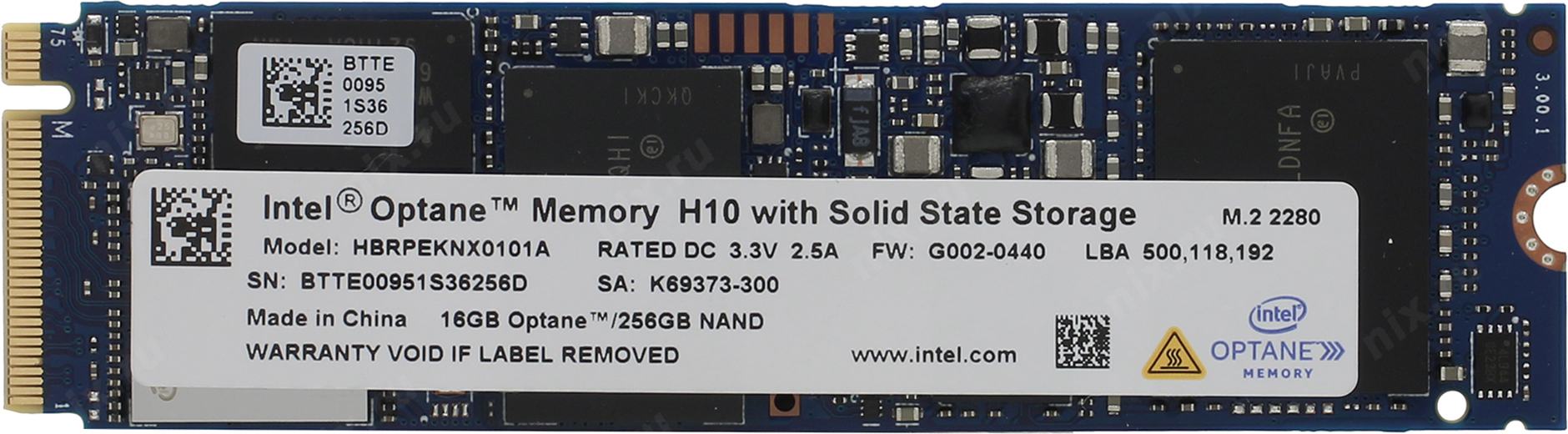 Твердотельный накопитель (SSD) Intel 256Gb Optane H10, 2280, M.2, NVMe (HBRPEKNX0101A08) - фото 1