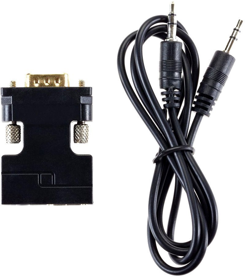 Переходник (адаптер) HDMI(F)-VGA(M)+audio, 5см, черный VCOM (CA336) - фото 1