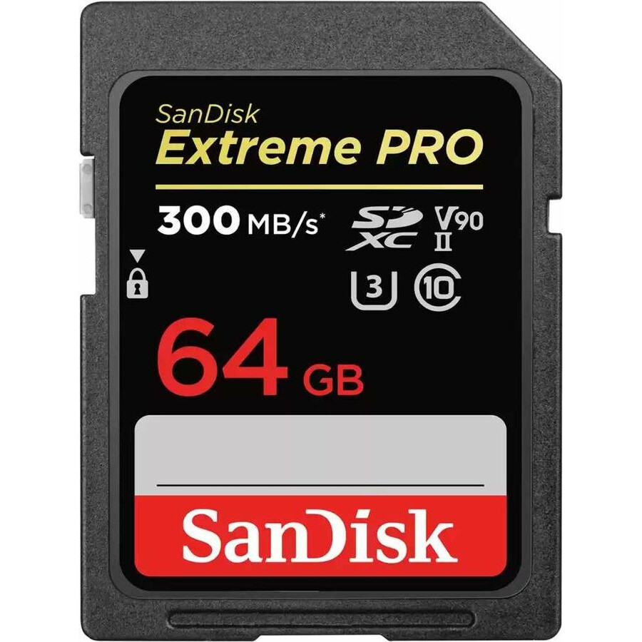 Карта памяти 64Gb SDXC Sandisk Extreme Pro Class 10 UHS-II U3 V90 (SDSDXDK-064G-GN4IN)