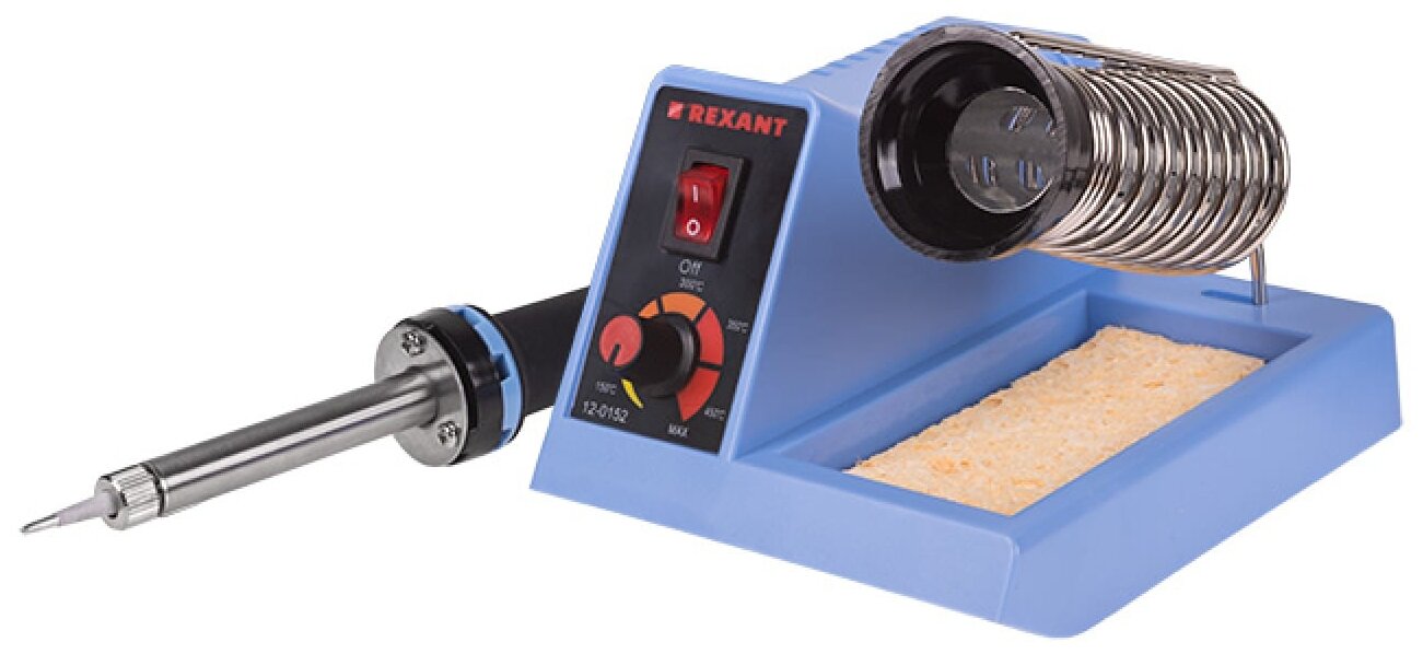 

Паяльная станция REXANT Standart 12-0152, 48 Вт, сетевой, температура нагрева 100°C - 450°C (5805560), 12-0152