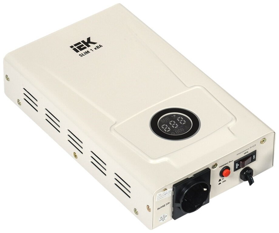 

Стабилизатор напряжения IEK Slim, 1000 VA, EURO, белый (IVS22-1-001-09), Slim