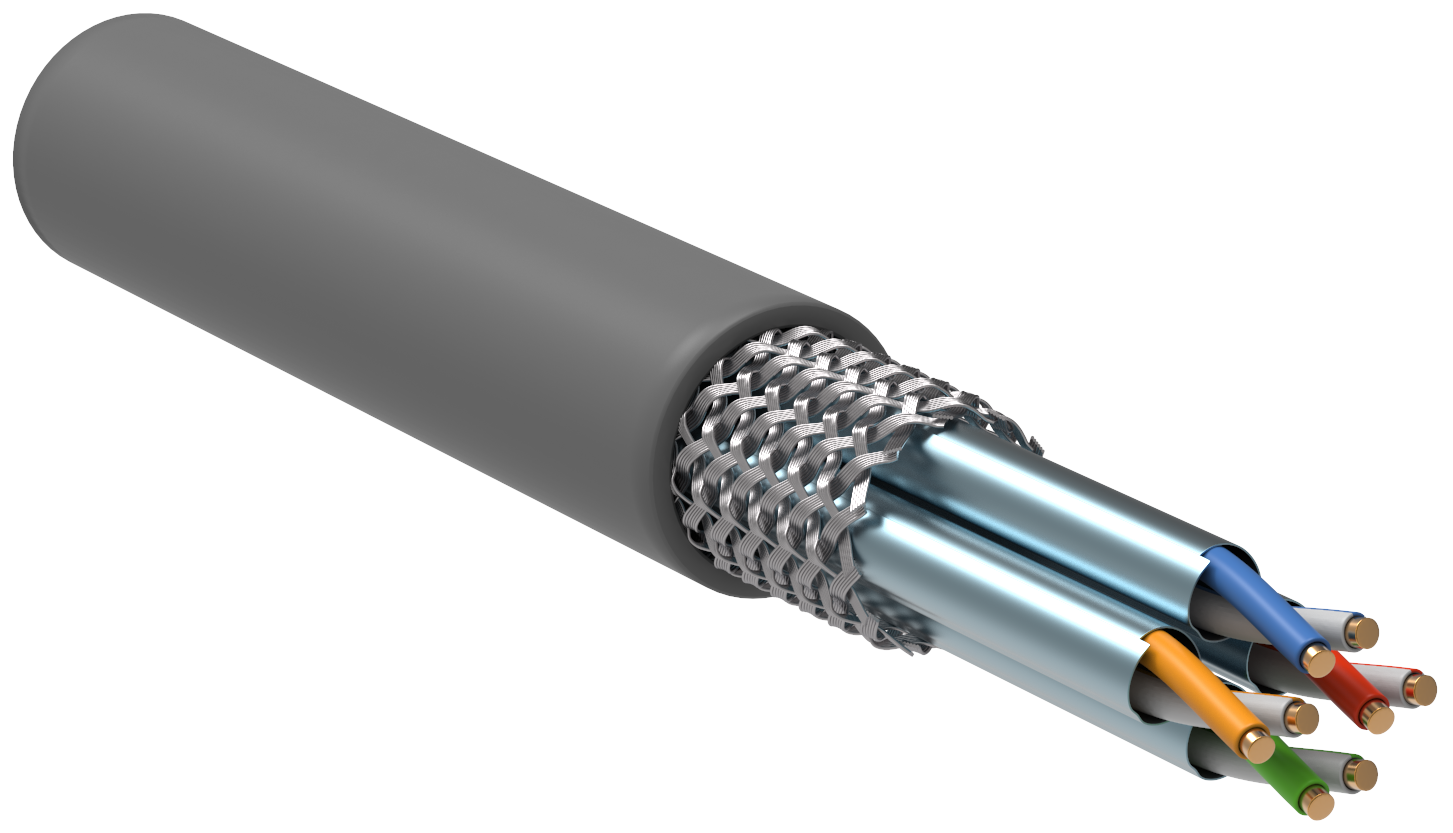 Витая пара SSTP кат.6a, 4 пары, CU, 0.57 мм, 305м., внутренний, одножильный, LSZH, серый, ITK (LC1-C6A04-621)
