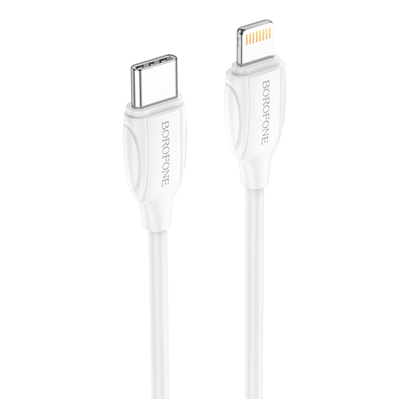 

Кабель USB Type-C-Lightning 8-pin, 3A быстрая зарядка, 1м, белый Borofone Benefit BX19 (6931474752024), BX19