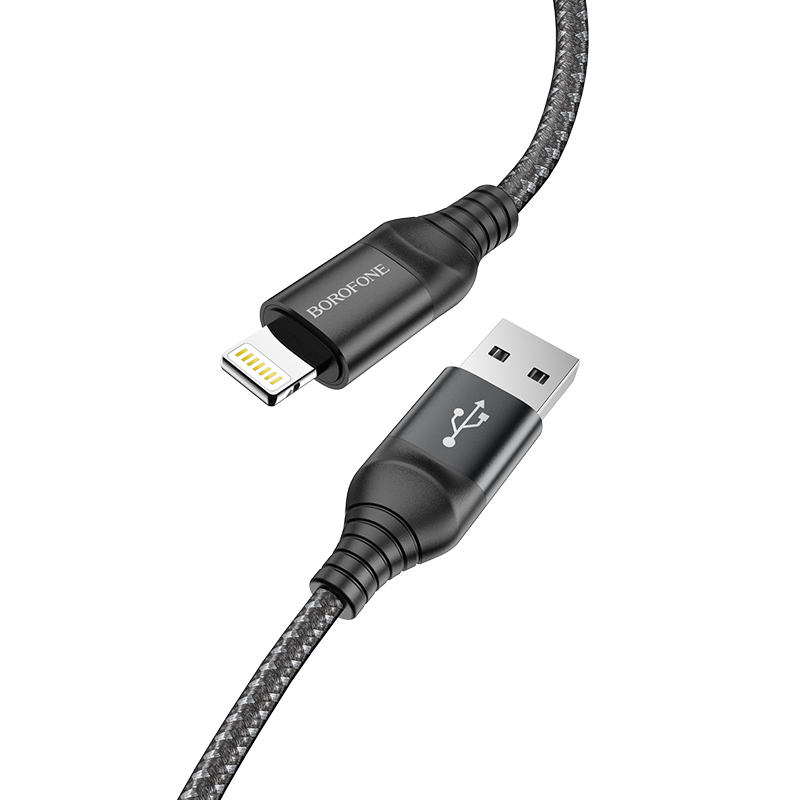 

Кабель USB-Lightning 8-pin, 2.4A, 1м, черный Borofone BX56 (6931474750921), BX56