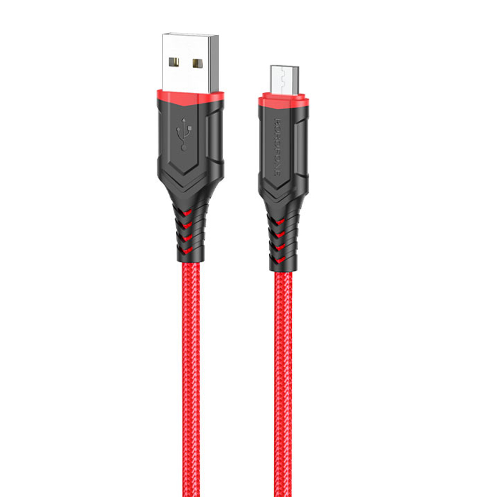 

Кабель Micro USB-USB, 2.4A, 1м, черный/красный Borofone BX67 (6974443383386), BX67