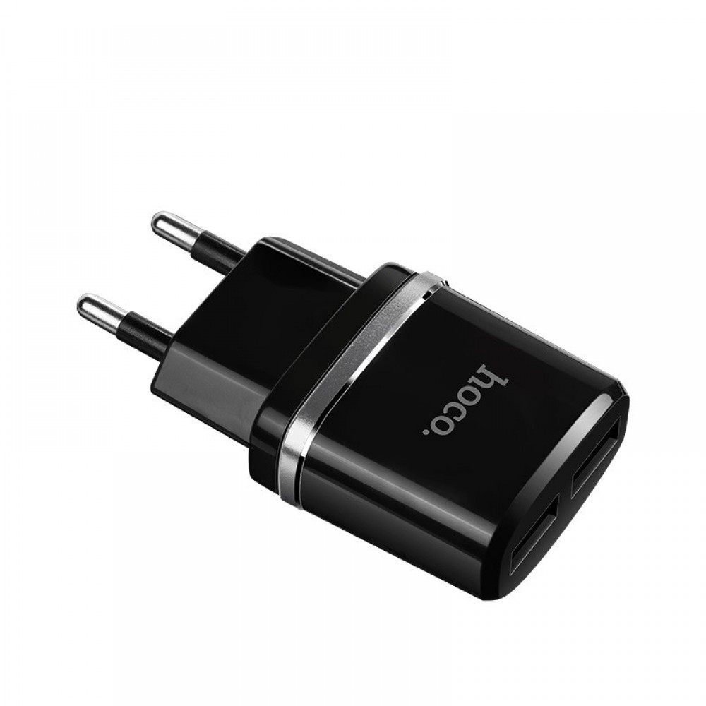 

Сетевое зарядное устройство Hoco HC-63094 C12 12W, 2xUSB, черный (1882758), HC-63094 C12