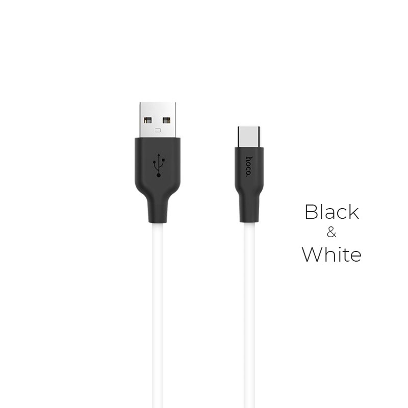 

Кабель USB 2.0 Type-C(m)-USB 2.0(Am), 3A, 1м, белый/черный HOCO Silicone X21 (6957531071402), X21