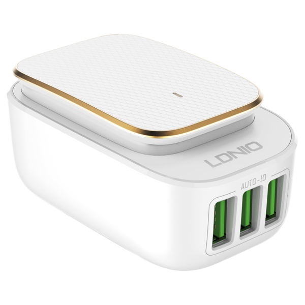

Сетевое зарядное устройство LDNIO LD_B4374 A3305 17W, 3xUSB, белый/золотой (1827094), кабель microUSB, LD_B4374 A3305