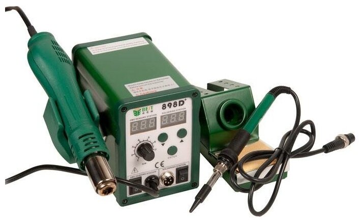 

Паяльная станция BEST BST-898D+, 700Вт, сетевой, температура нагрева 100°C - 480°C (742107), BST-898D+