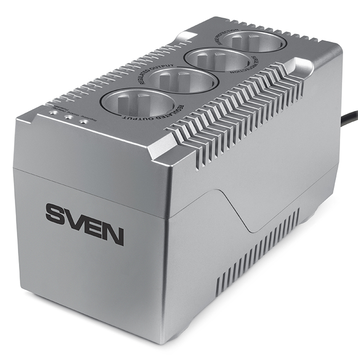 Стабилизатор напряжения Sven VR-F1500, 500Вт, EURO, серый (SV-018825)