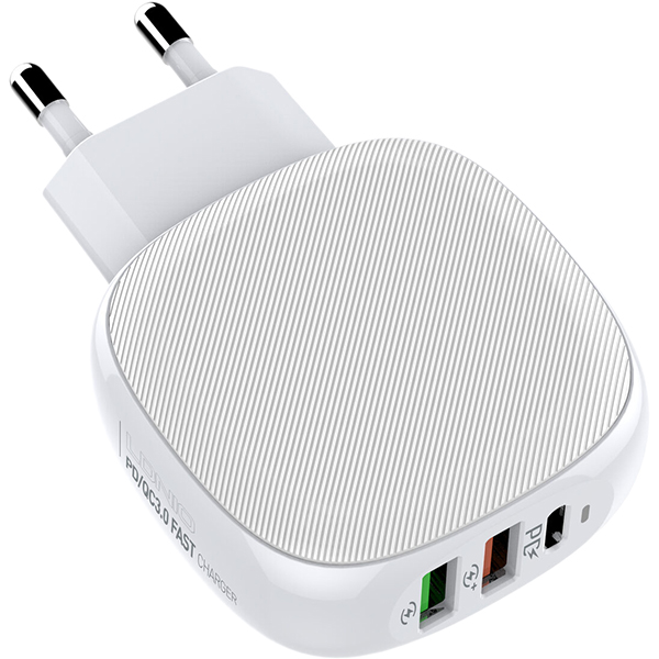 

Сетевое зарядное устройство LDNIO LD_B4563 A3510Q 30W, 2xUSB, USB type-C, Quick Charge, PD, белый (1849247), кабель microUSB, LD_B4563 A3510Q