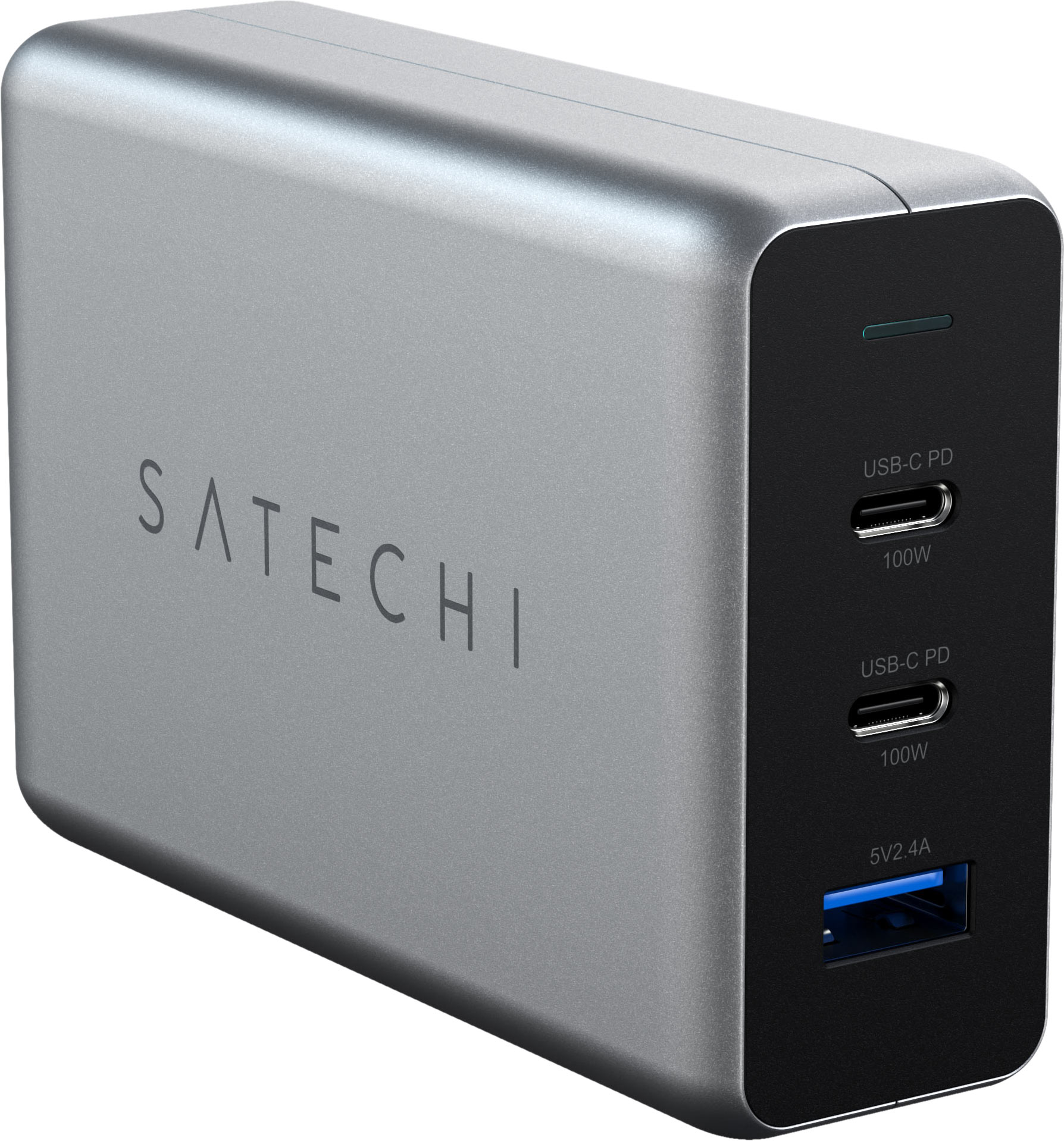 

Сетевое зарядное устройство Satechi Compact Gan Charger ST-TC100GM-EU 100W, USB, 2xUSB type-C, Quick Charge, PD, серый (85011), ST-TC100GM-EU