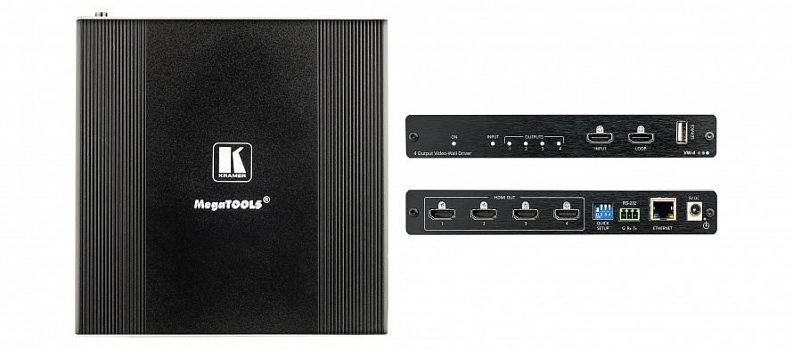 Масштабатор Kramer MegaTOOLS VW-4, 1xHDMI-4xHDMI, 3840x2160, RJ-45, RS-232, USB (72-00004390)