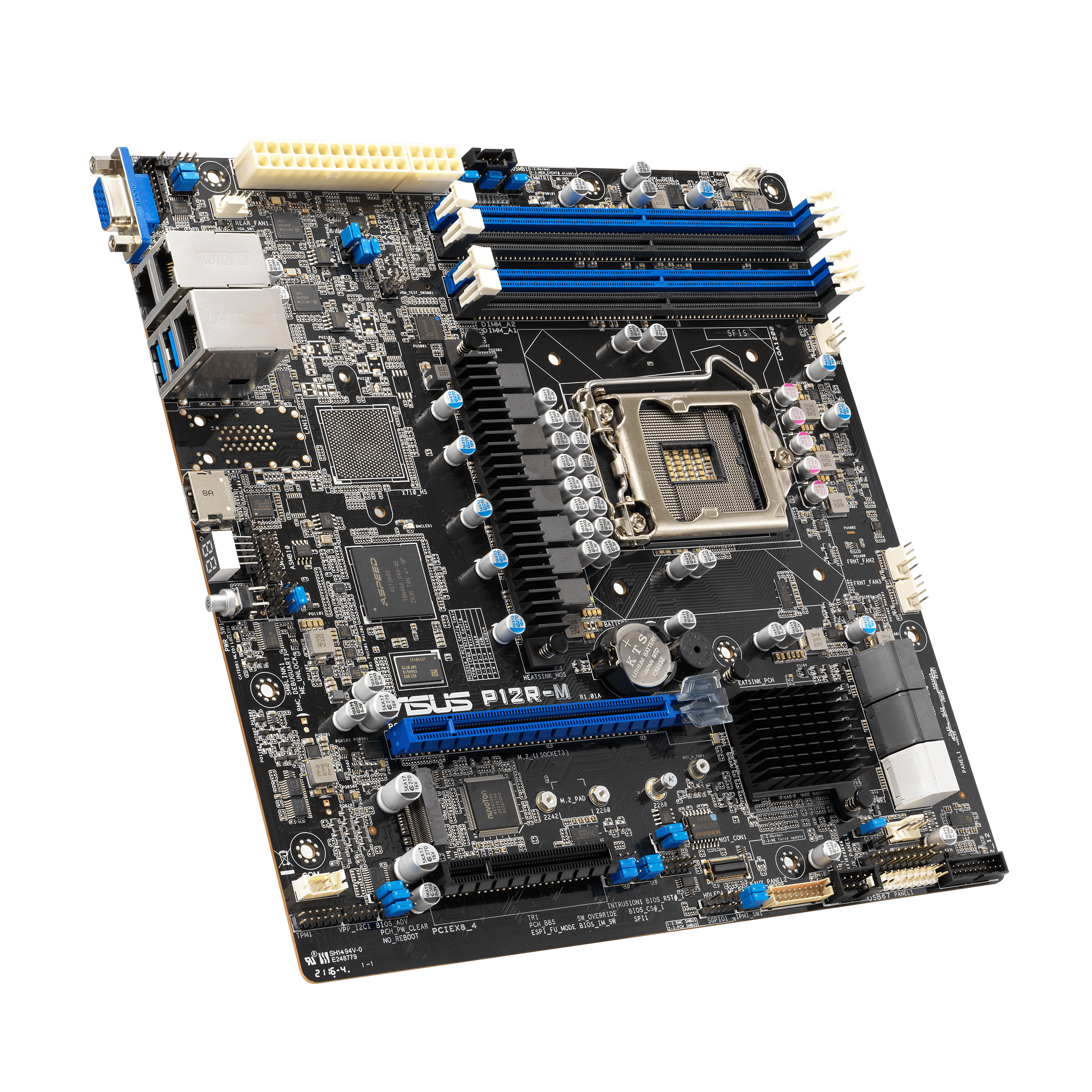 

Материнская плата ASUS P12R-M, 1xSocket1200, iC252, 4xDDR4, PCI-Ex16, PCI-Ex8, 1xM.2-PCI-E, 6SATA3 RAID 0/1/5/10, 2GLAN, ASMB10-iKVM, 1xUSB 2.0, VGA, HDMI, mATX, Retail (90SB09X0-M2UAY0), P12R-M