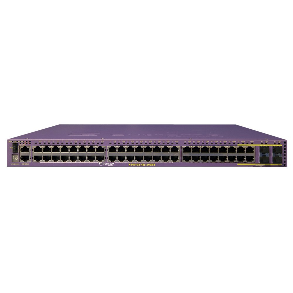 

Коммутатор Extreme Networks Summit X440-G2-48p-10GE4, управляемый, кол-во портов: 48x1 Гбит/с, combo RJ-45/SFP 4x1 Гбит/с, кол-во SFP/uplink: SFP 4x1 Гбит/с, установка в стойку, PoE: 48x30Вт (макс. 740Вт) (16535), X440-G2-48p-10GE4