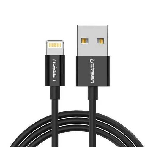

Кабель USB-Lightning 8-pin, MFi, 2.4A быстрая зарядка, 2м, черный UGREEN US155 (80823), US155