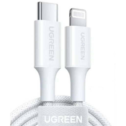 

Кабель USB 2.0 Type-C(m)-Lightning 8-pin(m), экранированный, 3A быстрая зарядка, 1м, белый UGREEN US532 (90447), US532