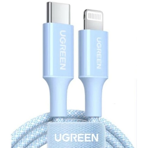 

Кабель USB 2.0 Type-C(m)-Lightning 8-pin(m), экранированный, 3A быстрая зарядка, 1м, синий UGREEN US532 (90448), US532