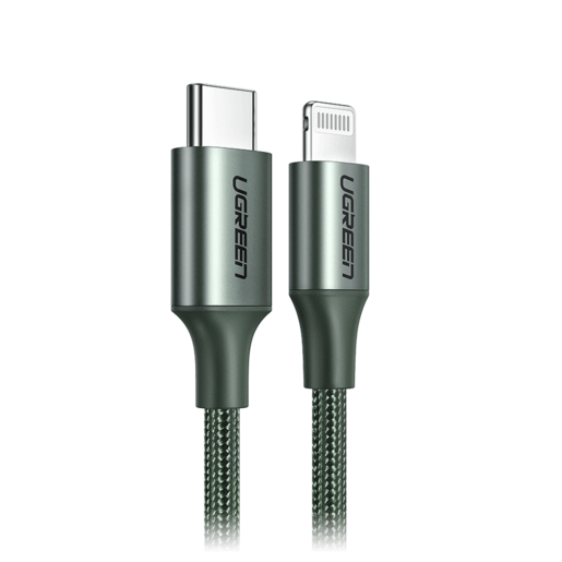 

Кабель USB 2.0 Type-C(m)-Lightning 8-pin(m), MFi, экранированный, 3A быстрая зарядка, 1м, темно-зеленый UGREEN US304 (80524), US304
