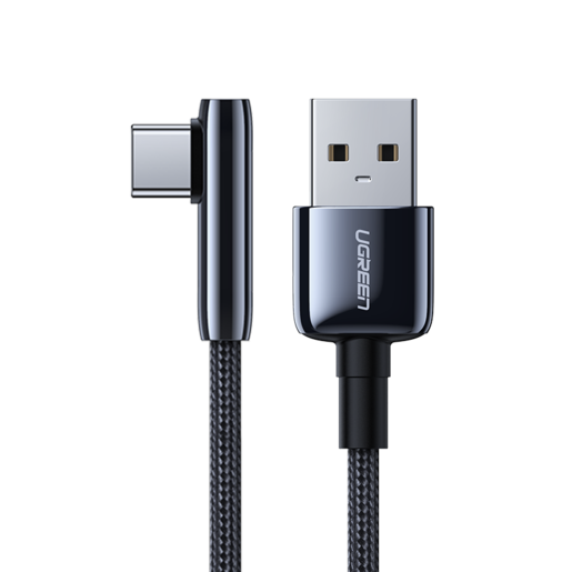 

Кабель USB 2.0(Am)-USB 2.0 Type-C(m), угловой, экранированный, 3A быстрая зарядка, 1м, черный UGREEN US313 (70413), US313