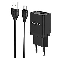 

Сетевое зарядное устройство Borofone Nimble BA19A 5W, USB, черный (124347), micro USB, BA19A