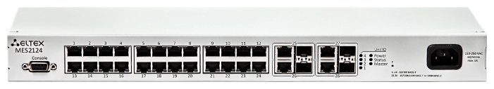 Коммутатор Eltex MES2124P, 24-Port 10/100/1000Mbps (PoE/PoE+), 4x 10/100/1000BASE-T/1000BASE-X (SFP), L2 Management Switch (питание AC 220V) б/у, после ремонта (компонентный ремонт, перепрошивка ПО), следы эксплуатации/установки, без комплекта