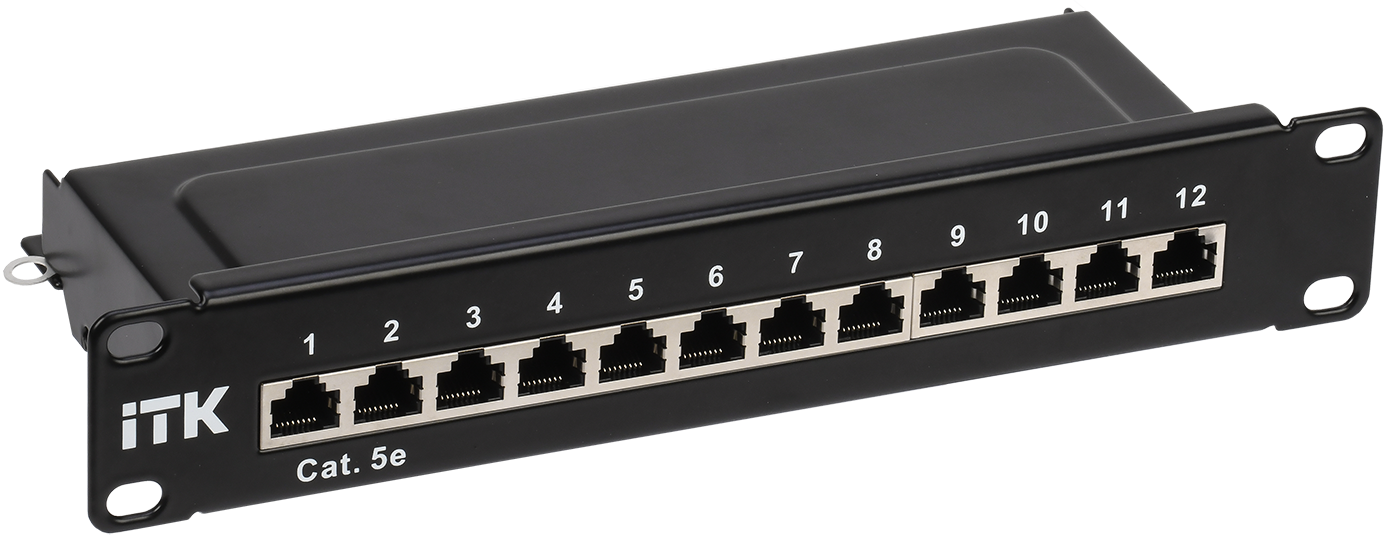 

Патч-панель в шкаф 10" 1U, порты: 12 x RJ-45 кат. 5e, экранированная, органайзер, черный, PP12-1UC5ES-D05-10, ITK (PP12-1UC5ES-D05-10), PP12-1UC5ES-D05-10