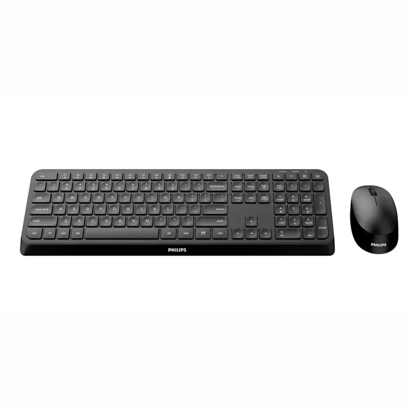 

Клавиатура + мышь Philips SPT6307B, беспроводная, USB, радиоканал, черный (SPT6307B/87), SPT6307B