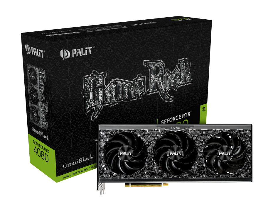 

Видеокарта Palit NVIDIA GeForce RTX 4080 GAMEROCK OMNIBLACK, 16Gb DDR6X, 256 бит, PCI-E, HDMI, 3DP, Retail (NED4080019T2-1030Q), GAMEROCK OMNIBLACK