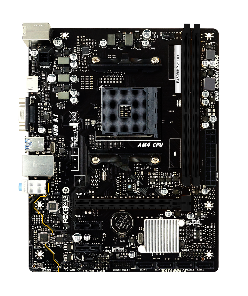 Материнская плата Biostar B450MHP, SocketAM4, AMD B450, mATX