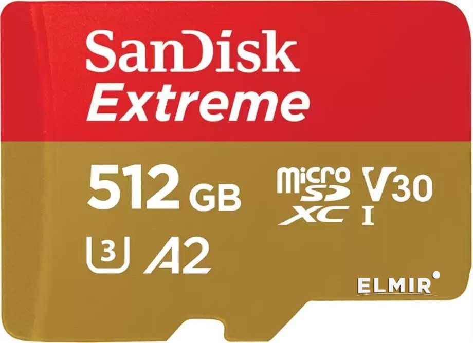 Карта памяти 512Gb microSDXC Sandisk Extreme Class 10 UHS-I V30 A2 SDSQXAV-512G-GN6MN 562500₽