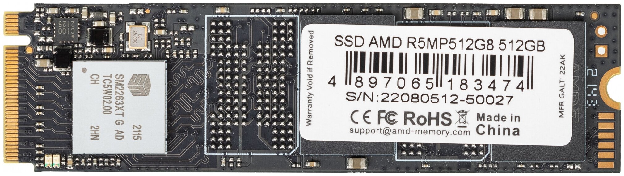 

Твердотельный накопитель (SSD) AMD 512Gb Radeon R5 NVMe Series, 2280, M.2, NVMe (R5MP512G8)