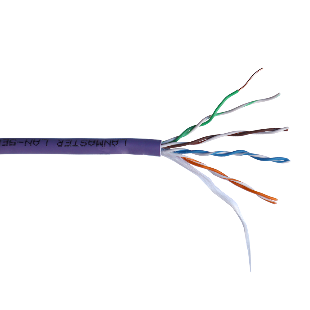 Витая пара UTP кат.5e, 4 пары, CU, 305м., внешний, одножильный, фиолетовый, Lanmaster (LAN-5EUTP-HFLT)