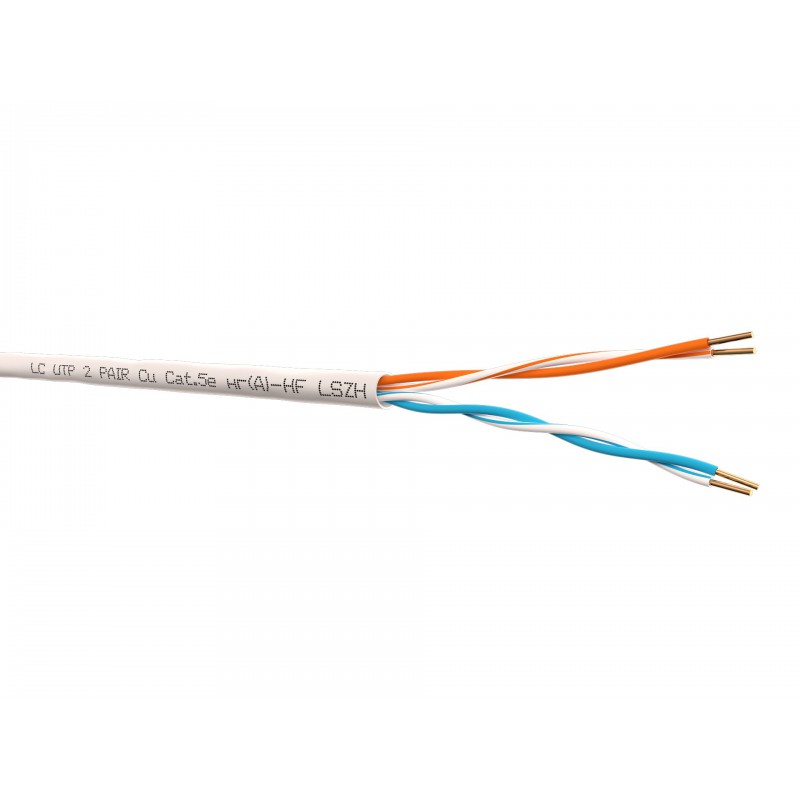 

Витая пара UTP кат.5e, 2 пары, CU, 0.45 мм, 305м., внутренний, одножильный, LSZH, серый, Lancable (LC UTP-10761.05E.9B)