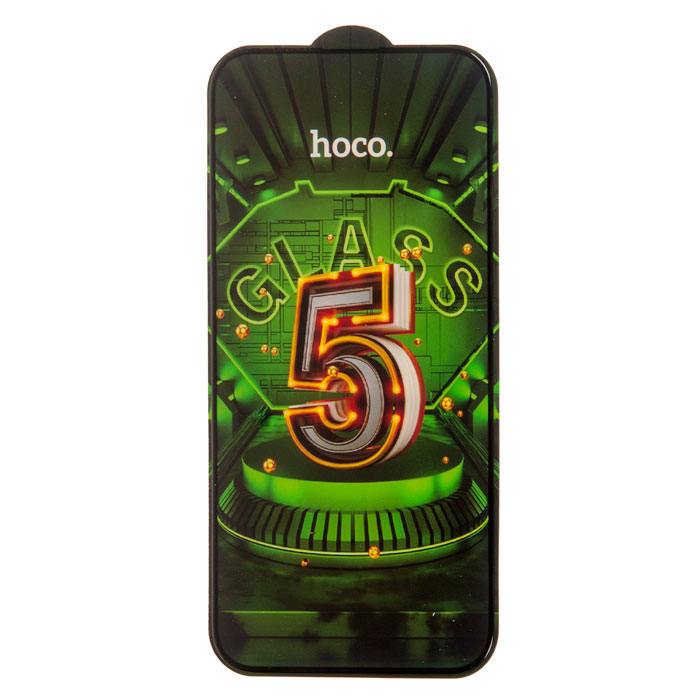 

Защитное стекло Hoco для экрана смартфона Apple iPhone 14 Pro Max, FullScreen, защита динамика, черная рамка, 5D, 25шт. (900373)