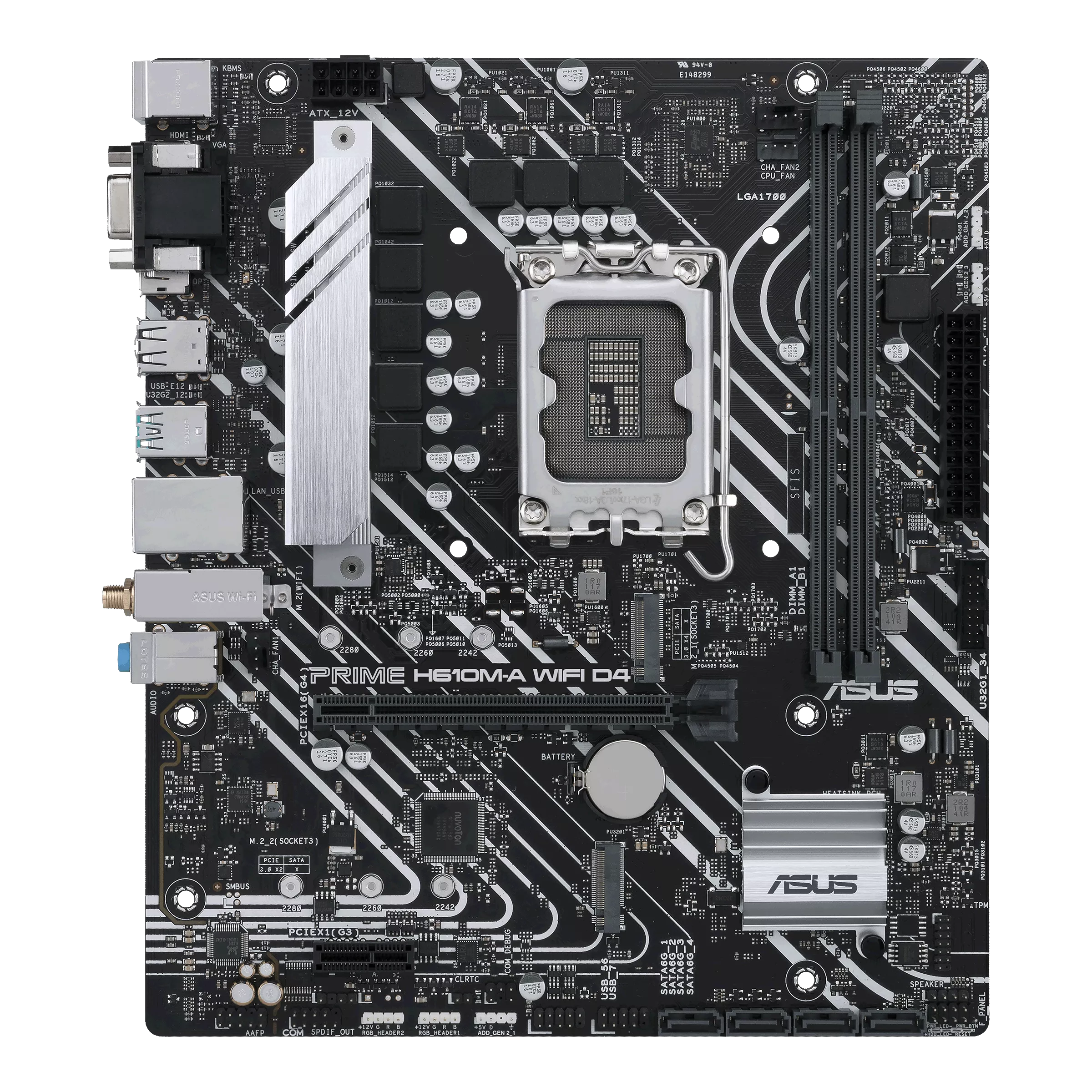 

Материнская плата ASUS PRIME H610M-A WIFI D4, Socket1700, Intel H610, 2xDDR4, PCI-Ex16, 4SATA3, 7.1-ch, GLAN, 4 USB 3.2, VGA, HDMI, DP, mATX, Retail, PRIME H610M-A WIFI D4