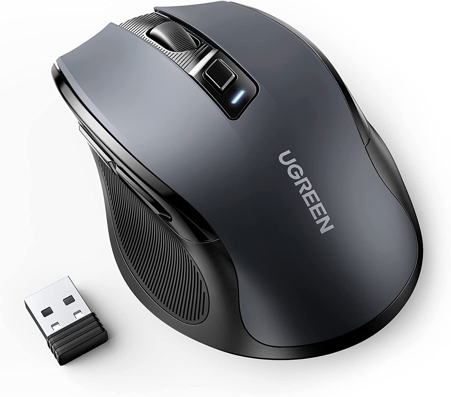 Мышь беспроводная UGREEN MU006, 4000dpi, оптическая светодиодная, USB/Радиоканал, черный (90545)