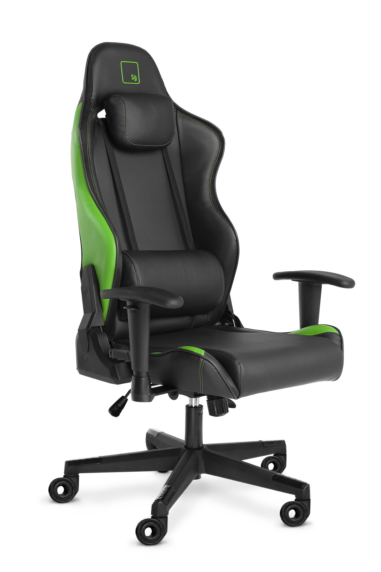 Кресло игровое WARP Sg, черный/салатовый (SG-BGN) (Плохая упаковка)