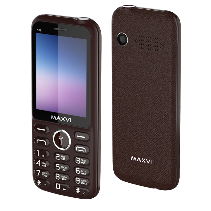 

Мобильный телефон MAXVI K32, 3.2" 320x240 TFT, MediaTek MTK6261D, 32Mb RAM, 32Mb, BT, 1xCam, 2-Sim, 1400 мА·ч, micro-USB, коричневый (K32 brown), K32