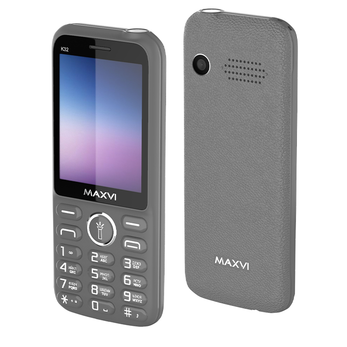 

Мобильный телефон MAXVI K32, 3.2" 320x240 TFT, MediaTek MTK6261D, 32Mb RAM, 32Mb, BT, 1xCam, 2-Sim, 1400 мА·ч, micro-USB, серый (K32 grey), K32