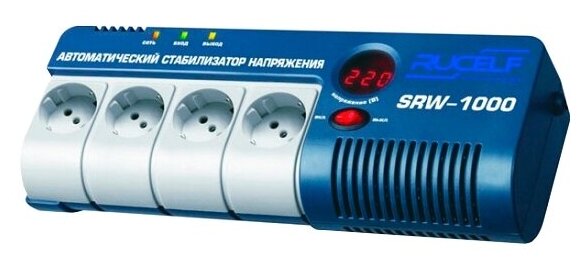 Стабилизатор напряжения Rucelf SRW-1000-D, 1000VA, 900Вт, EURO, белый