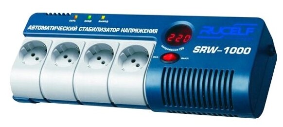 

Стабилизатор напряжения Rucelf SRW-1000-D, 1000 VA, 900 Вт, EURO, белый, SRW-1000-D