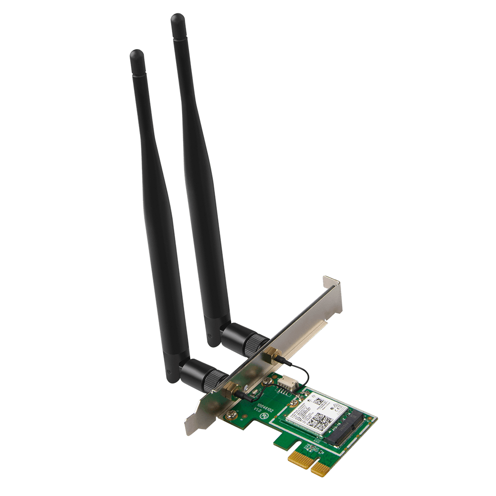 Адаптер Bluetooth+Wi-Fi Tenda E30, 802.11a/b/g/n/ac/ax, 2.4 / 5 ГГц, до 2.98 Гбит/с, 20 дБм, PCI-E, внешних антенн: 2 (AX3000)