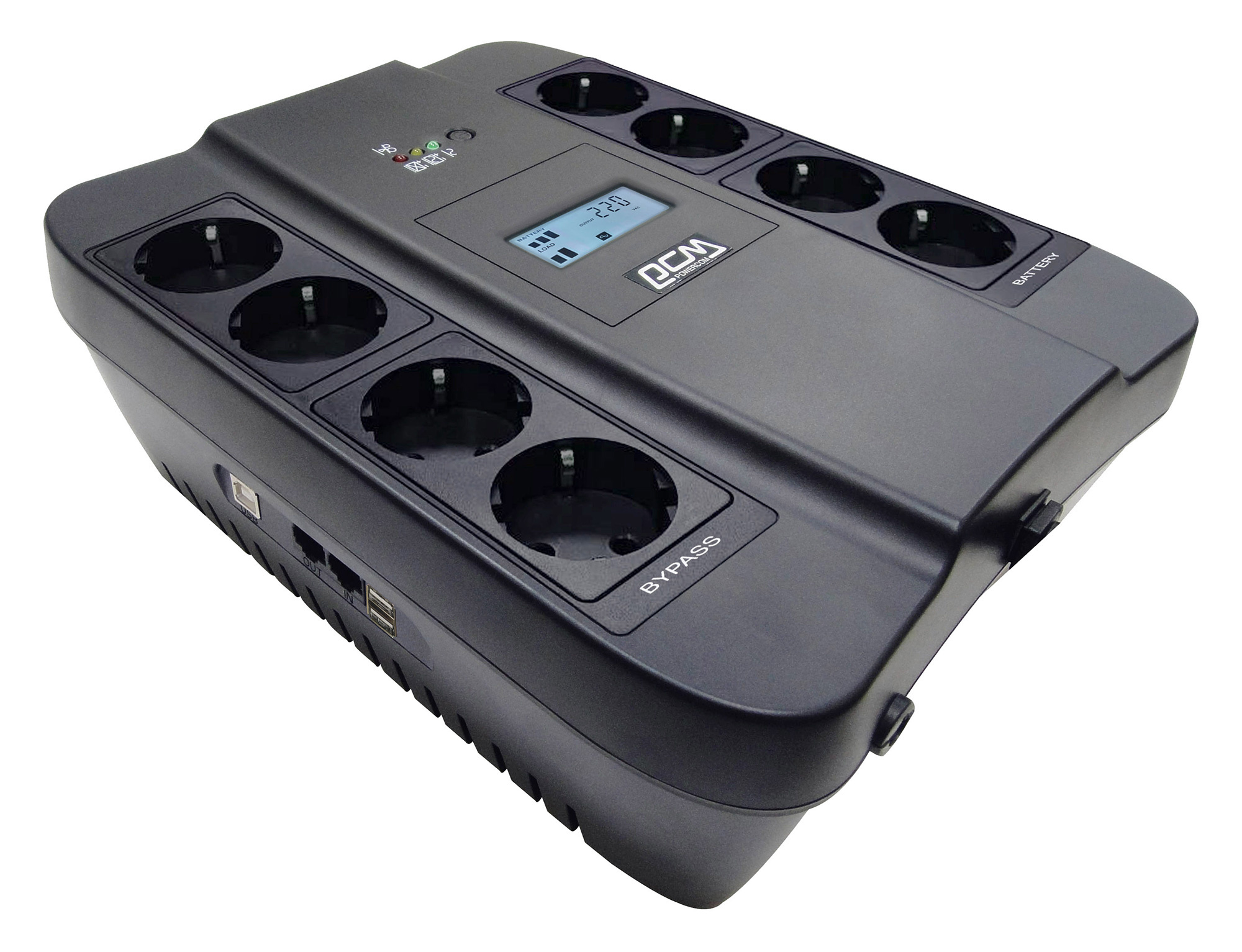 

ИБП Powercom Spider SPD-1100U LCD USB, 1100 В·А, 605 Вт, EURO, розеток - 8, USB, черный (SPD-1100U LCD USB), Back-UPS Spider