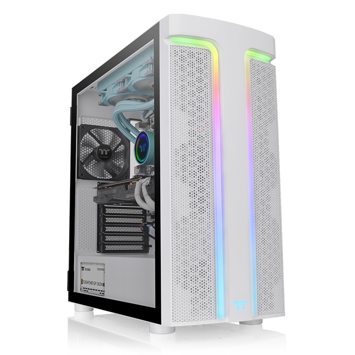 Корпус Thermaltake H590 TG, EATX, Midi-Tower, 2xUSB 3.0, RGB подсветка, белый, без БП (CA-1X4-00M6WN-00)