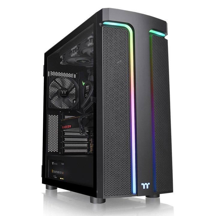 Корпус Thermaltake H590 TG, EATX, Midi-Tower, 2xUSB 3.0, RGB подсветка, черный, Без БП (CA-1X4-00M1WN-00)