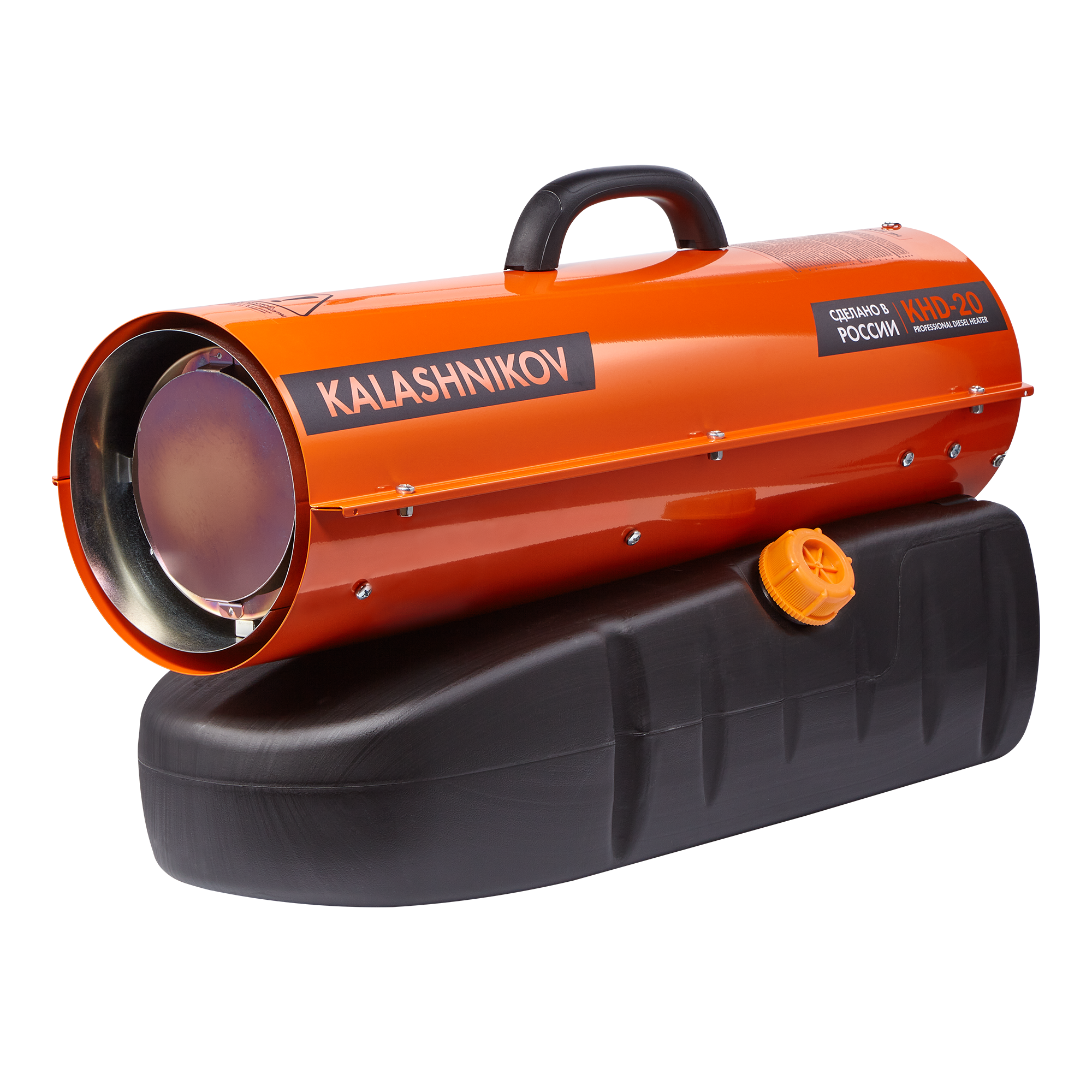 

Тепловая пушка дизельная 200 м² 1 кВт, 800 м³/час, 220/230 В, IPXX, KALASHNIKOV KHD-20 (НС-1432366), Черный/оранжевый, KHD-20