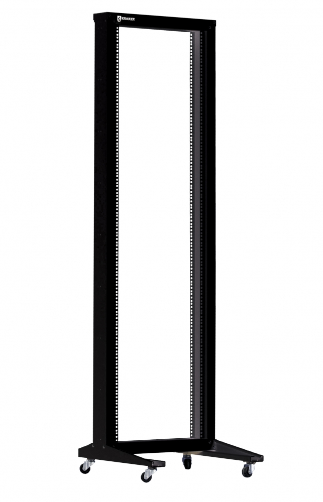 Стойка открытая однорамная на роликах KRAULER KRR-242 (42U, 600x600x2007mm), черная б/у сколы краски на одной стойке